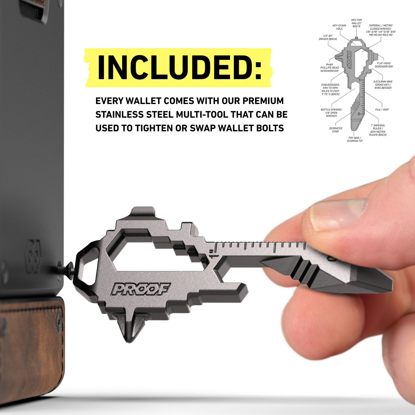 PROOF Wallet | The Founder | Top Grain Bomber Leather & Dark Gunmetal