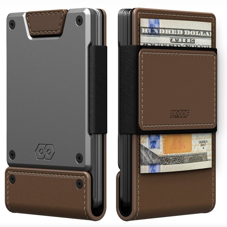 PROOF Wallet | The Legacy | Burnished Oak Full Grain Leather & Satin Gunmetal
