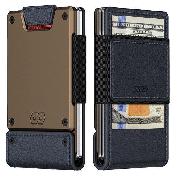 PROOF Wallet | The Admiral | Midnight Blue Full Grain Leather & Antique Bronze Gunmetal