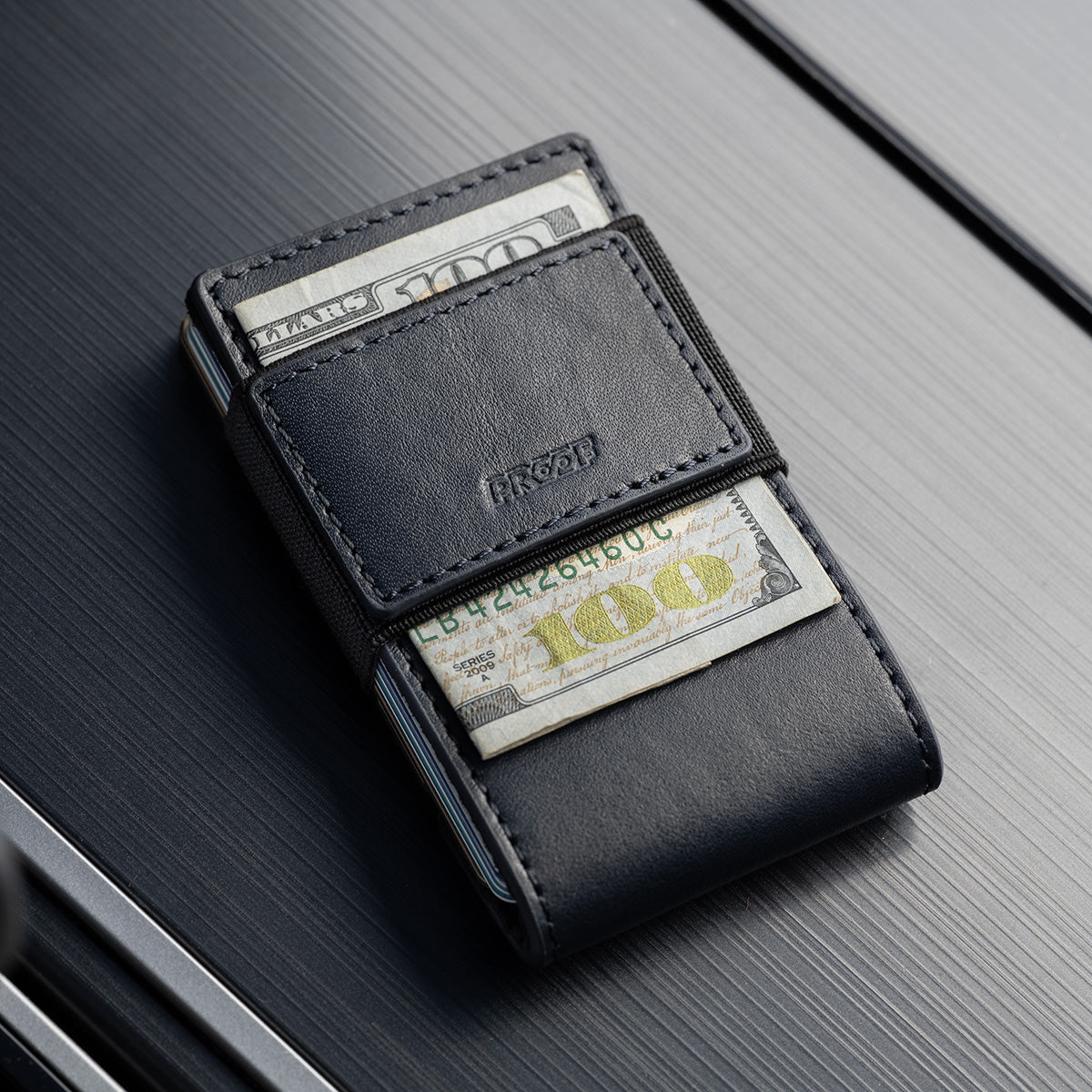 PROOF Wallet | The Admiral | Blue Full Grain Leather & Antique Bronze