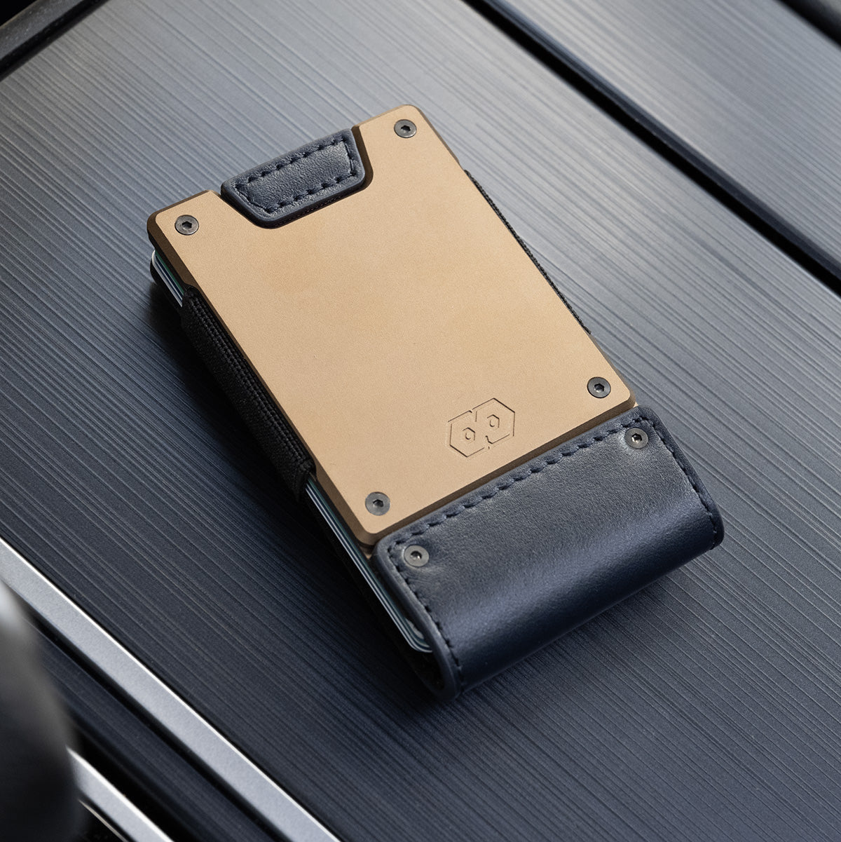 PROOF Wallet | The Admiral | Midnight Blue Full Grain Leather & Antique Bronze Gunmetal