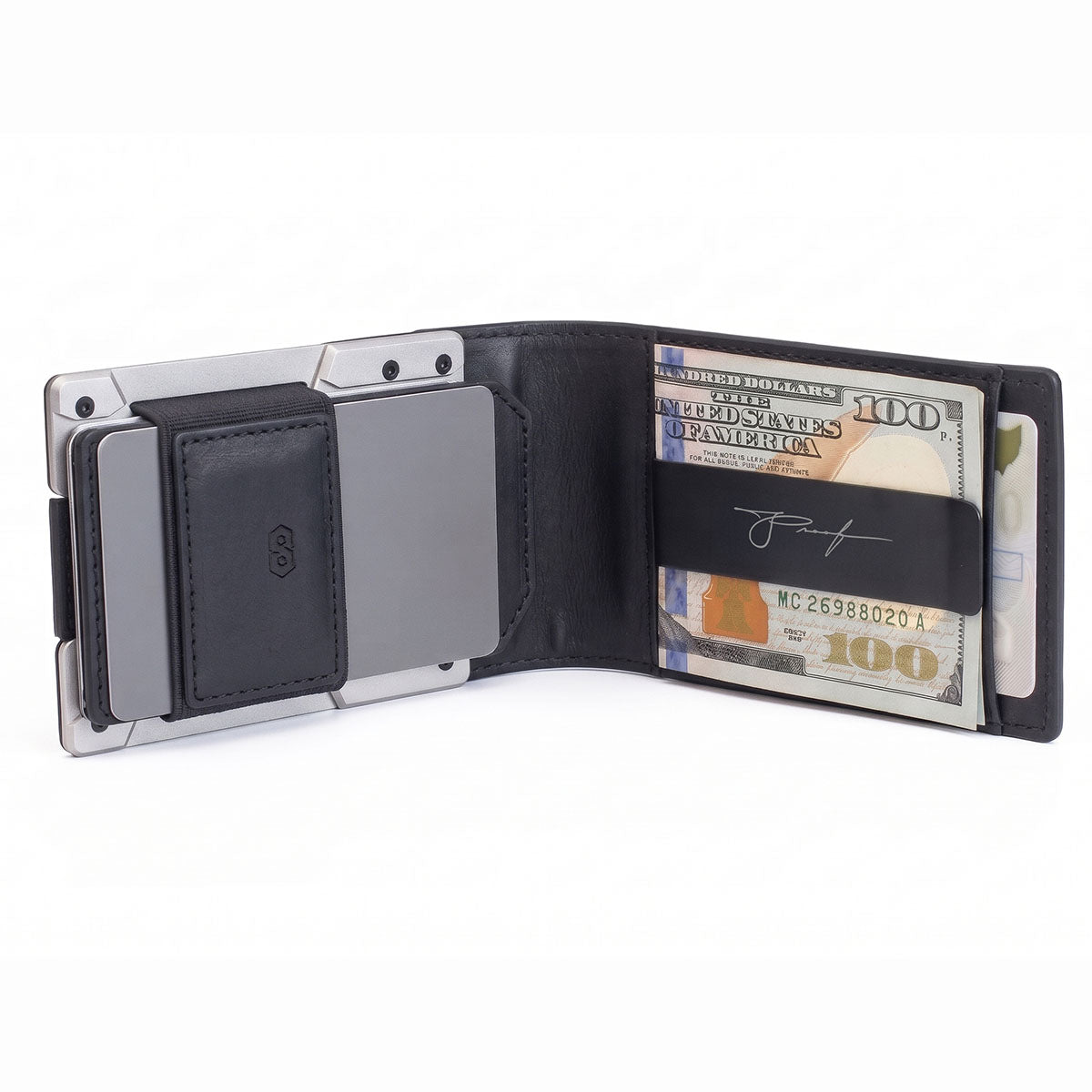 PROOF Bifold Wallet | The Apex | Matte Black Full Grain Leather & Satin Gunmetal