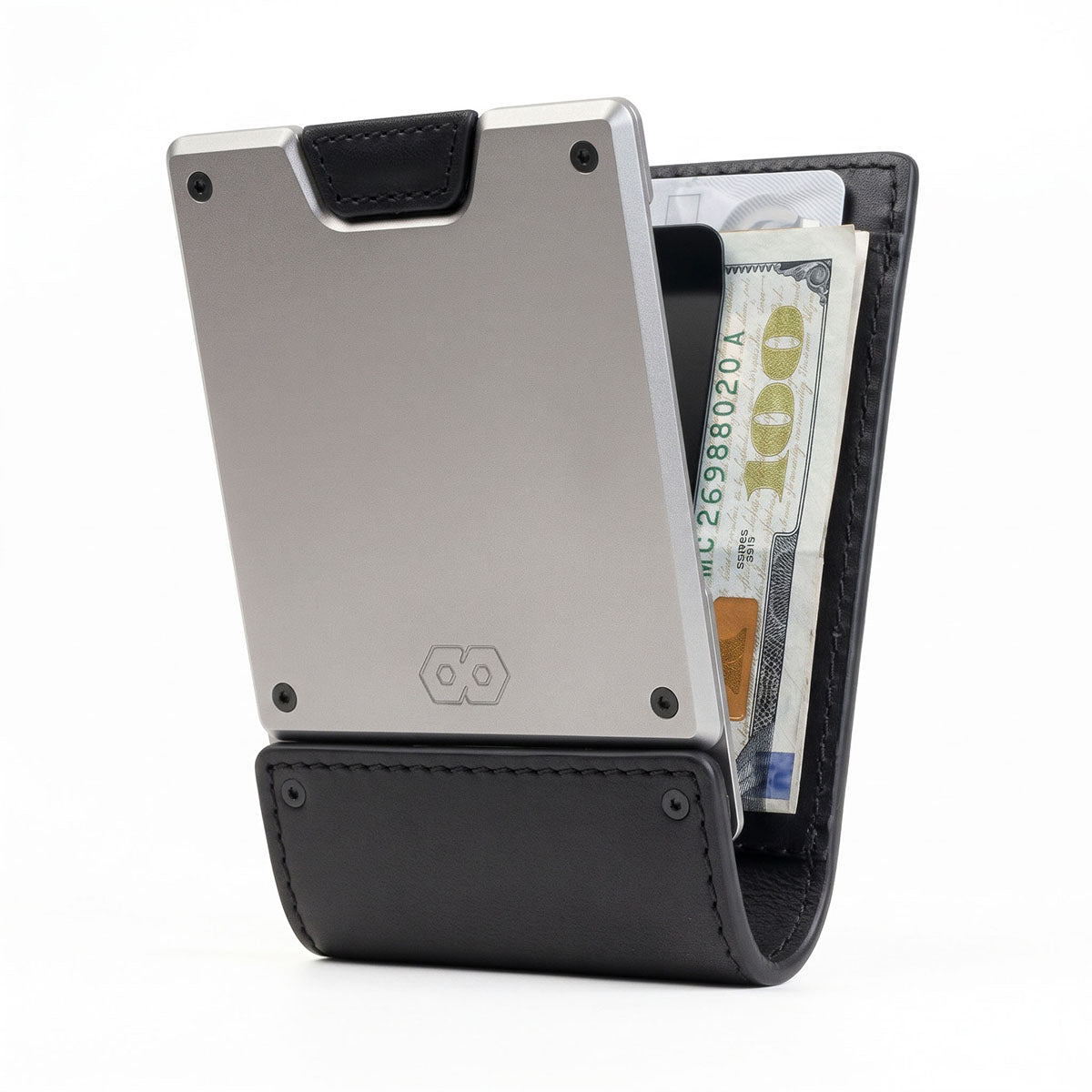 PROOF Bifold Wallet | The Apex | Matte Black Full Grain Leather & Satin Gunmetal