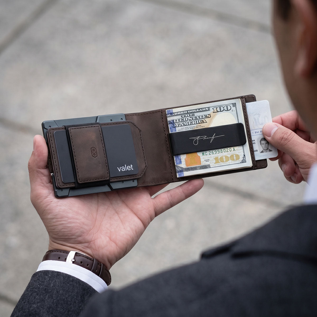 PROOF Bifold Wallet | The Founder | Top Grain Bomber Leather & Dark Gunmetal