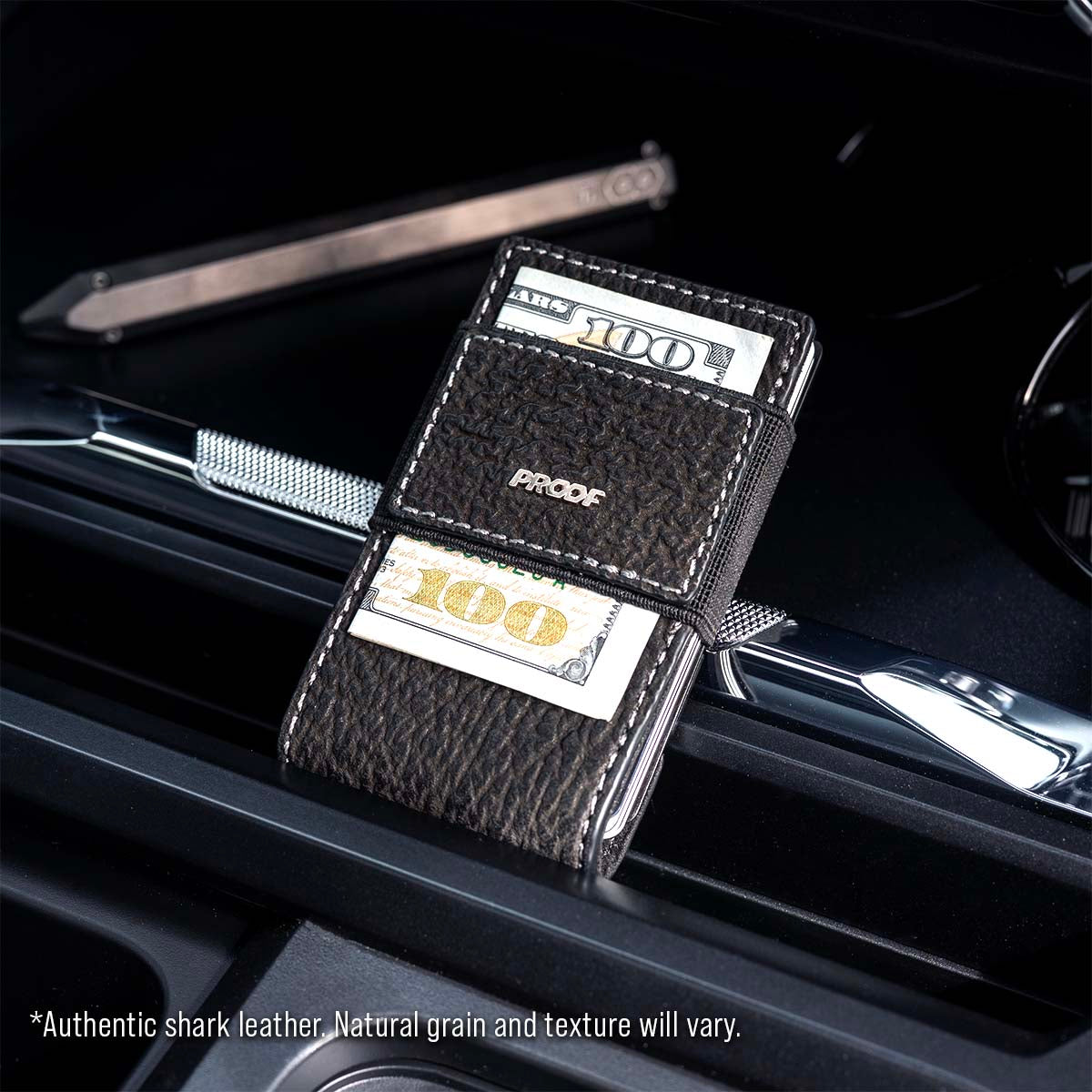 PROOF Wallet | The Blackwater | Shark Leather | Titanium Plate