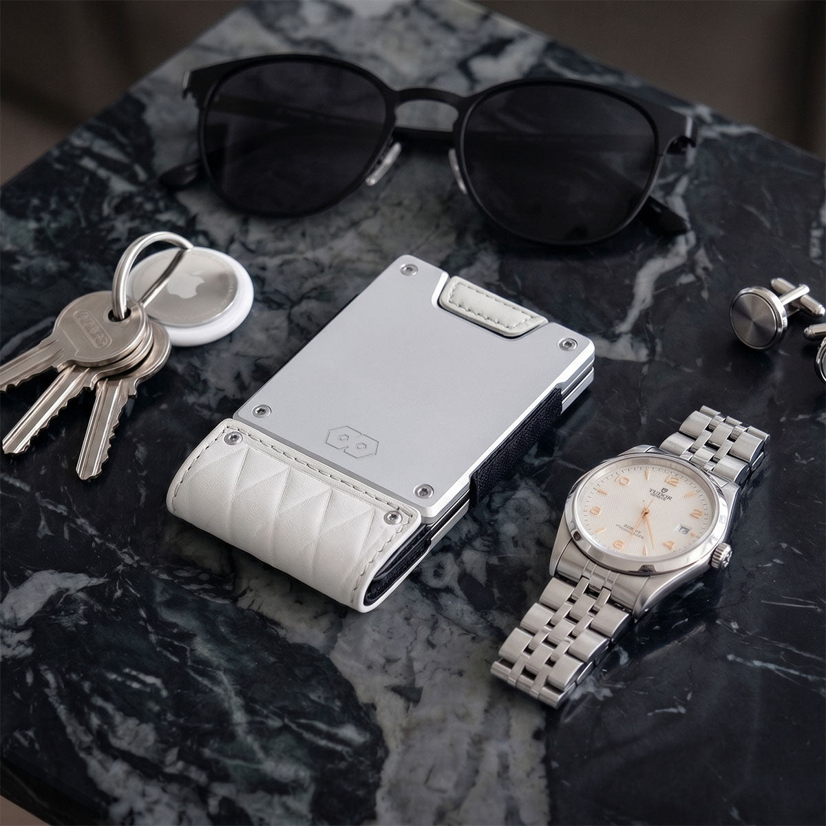 PROOF Wallet | The Blanc | Full Grain Alpine Leather | Polar White Plate