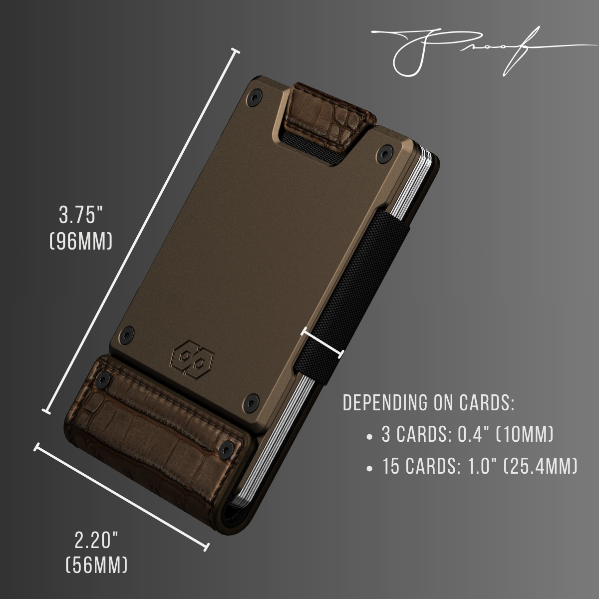 PROOF Wallet | The Cyprus | Brown Full Grain Crocodile Leather & Antique Bronze Gunmetal