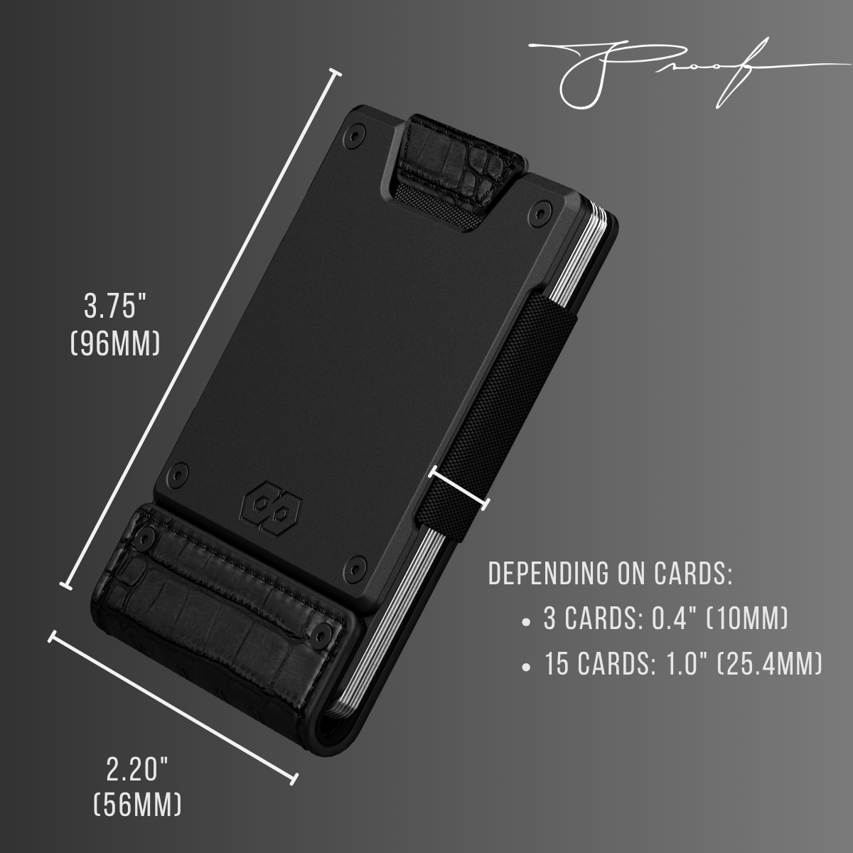 PROOF Wallet | The Everglade | Jet Black Full Grain Crocodile Leather & Dark Gunmetal