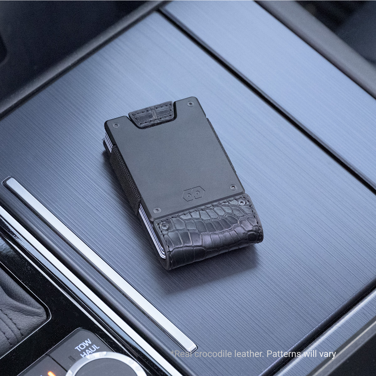 PROOF Wallet | The Everglade | Black Full Grain Crocodile Leather & Jet Black Gunmetal