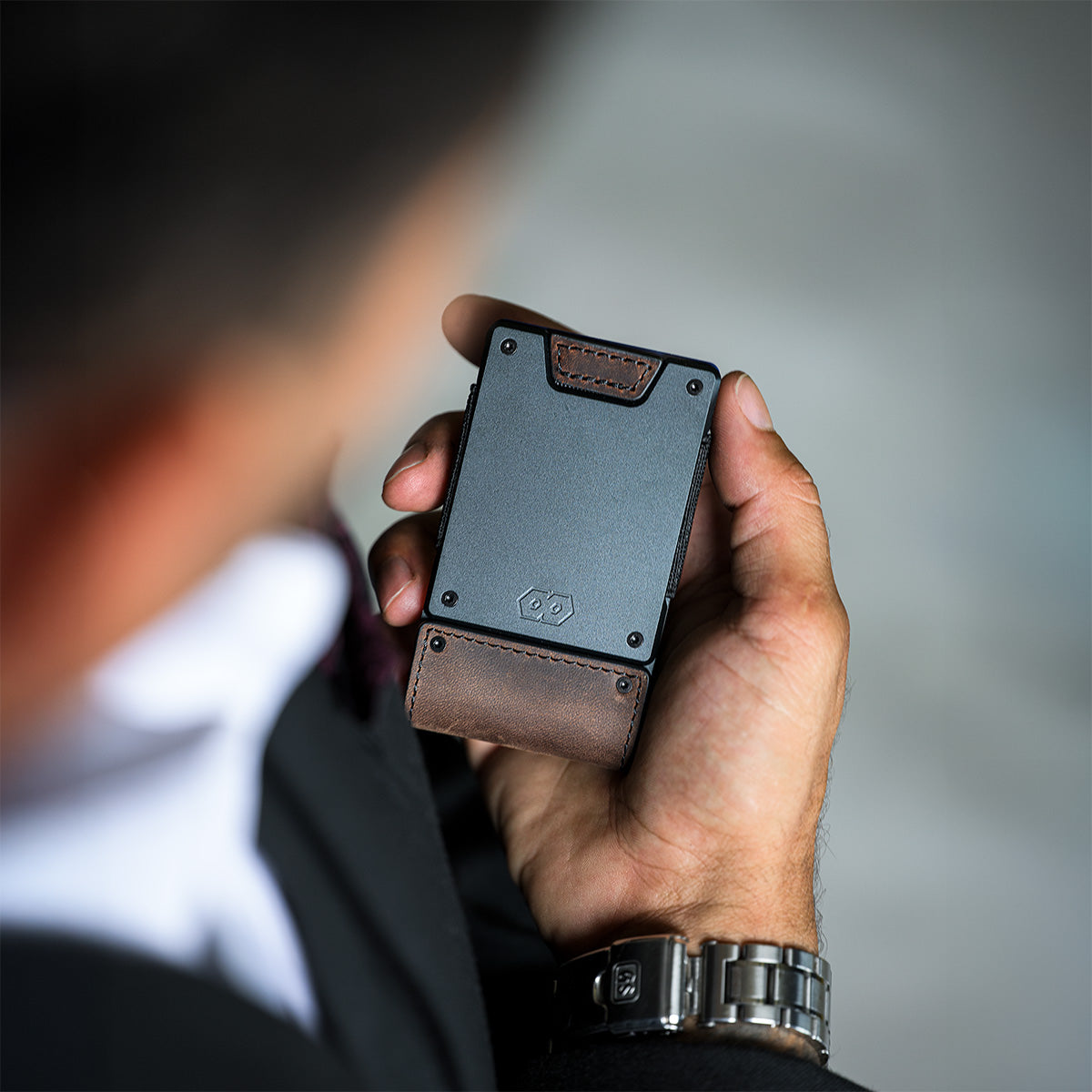 PROOF Wallet | The Founder | Top Grain Bomber Leather & Dark Gunmetal