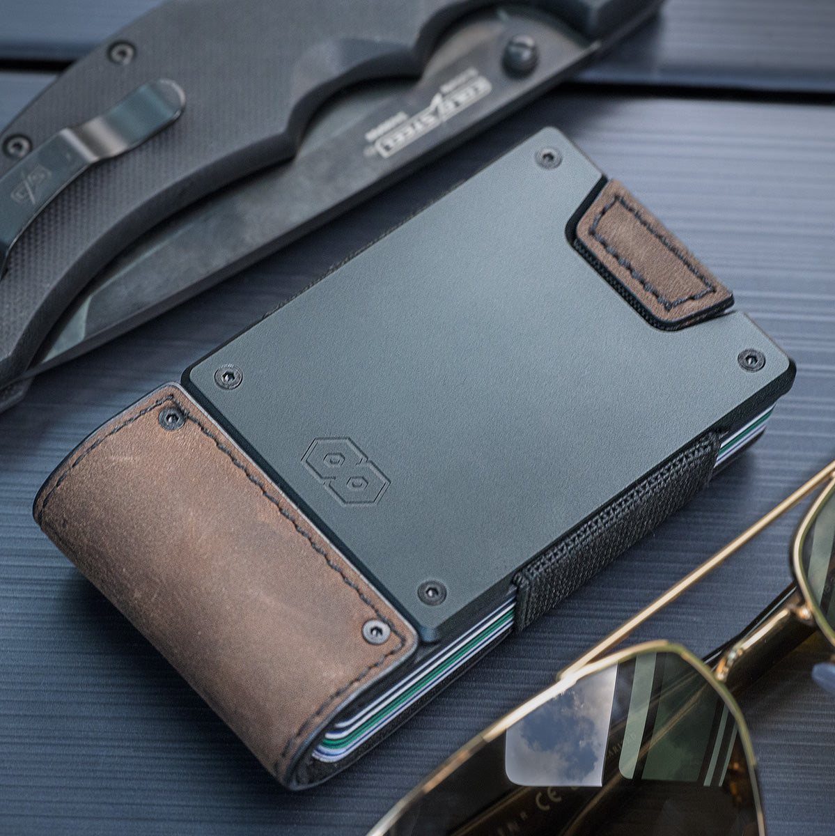PROOF Wallet | The Founder | Top Grain Bomber Leather & Dark Gunmetal