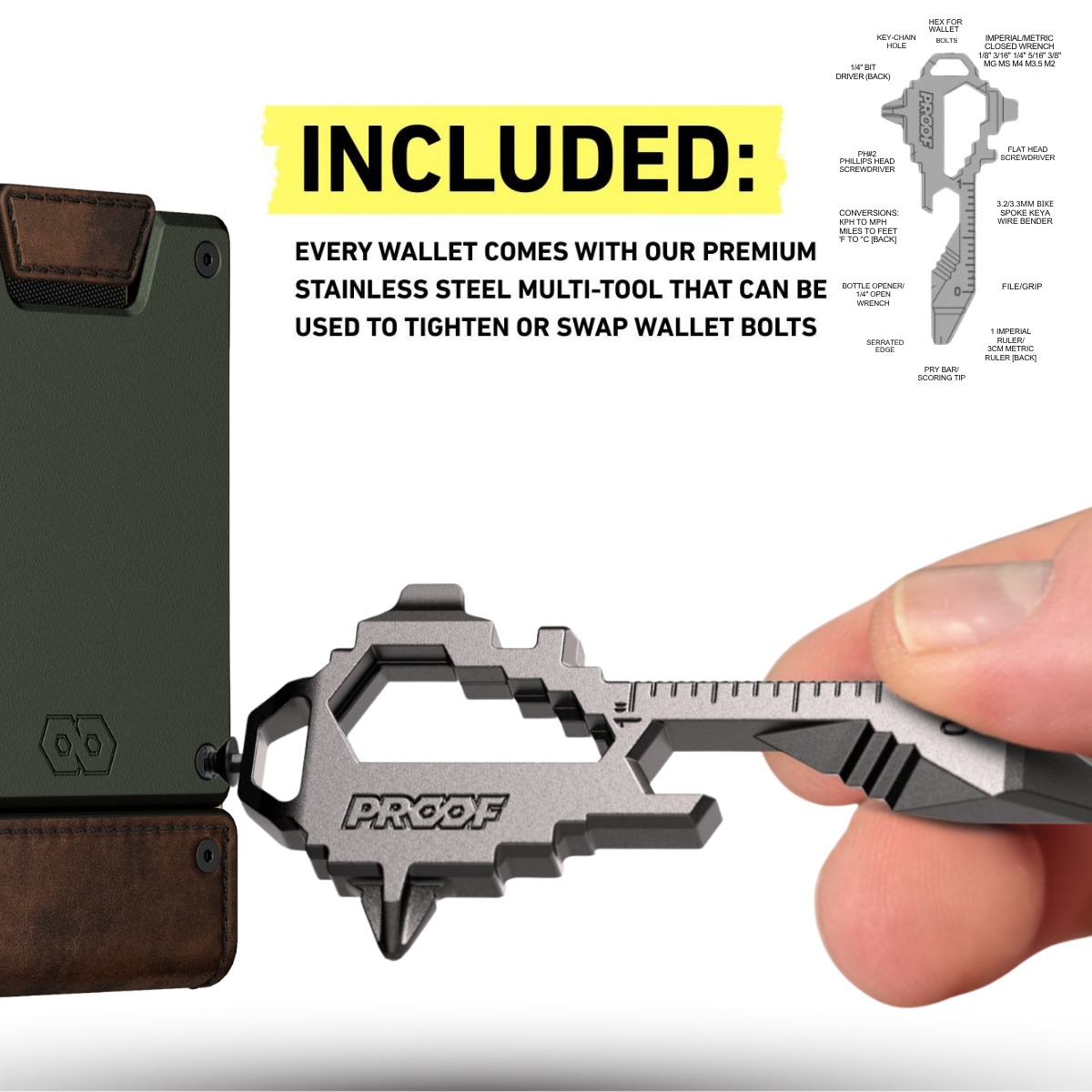 PROOF Wallet | The Greenskeeper | Classic Leather & Fairway Green Metal