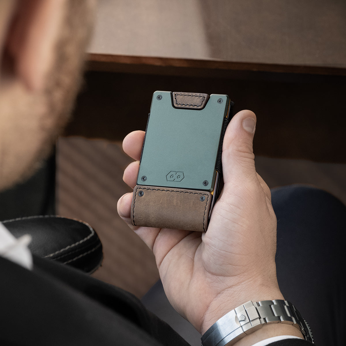 PROOF Wallet | The Greenskeeper | Classic Leather & Fairway Green Metal