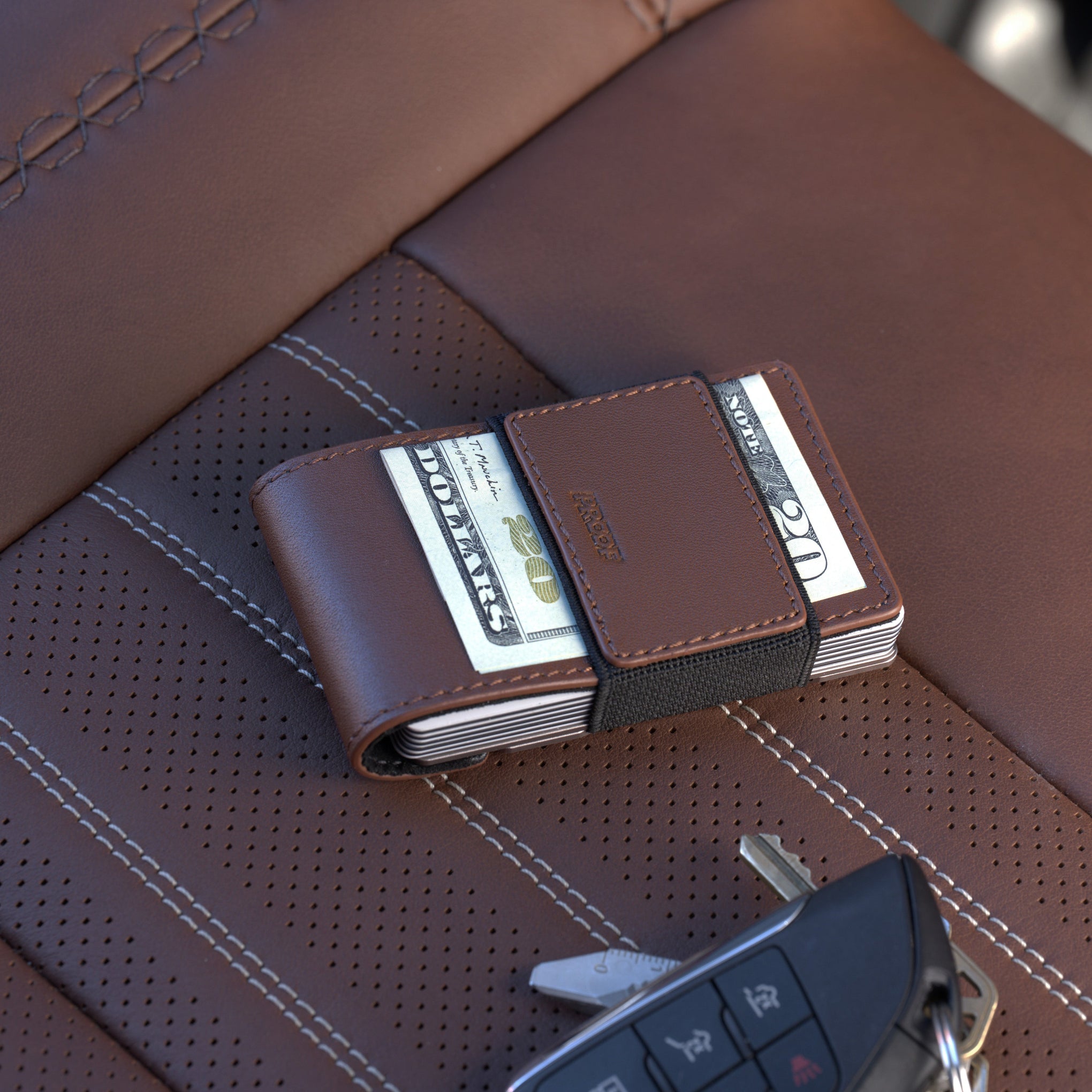 PROOF Wallet | The Legacy | Burnished Oak Full Grain Leather & Satin Gunmetal