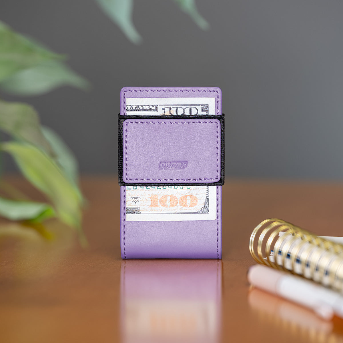 PROOF Wallet | The Lilac Bloom | Lilac Full Grain Leather & Satin Gunmetal