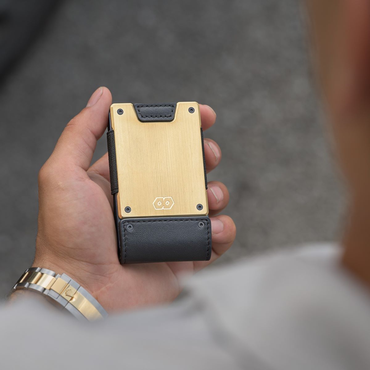 PROOF Wallet | The Obsidian | Full Grain Black Leather & Brushed Brass