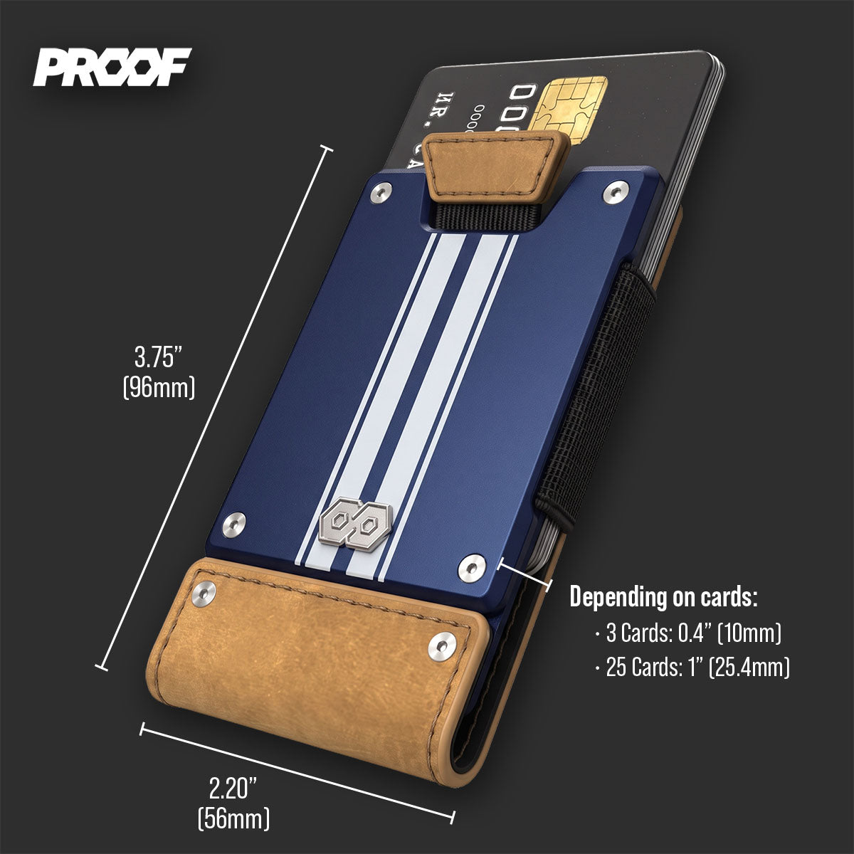 PROOF Octane minimalist wallet dimensions diagram