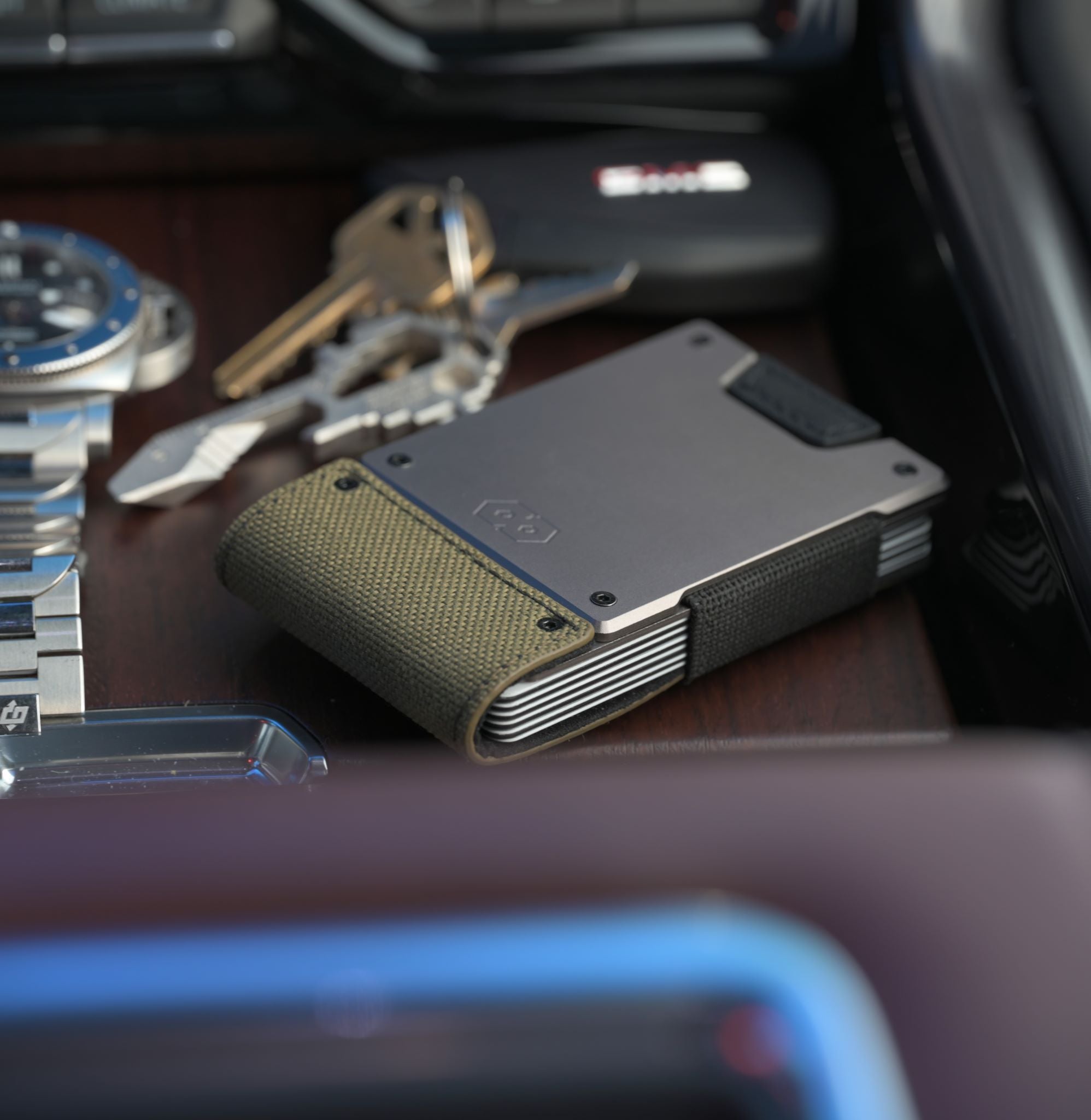 PROOF Wallet | The Operator | Olive Drab Ballistic Nylon & Matte Black Full Grain Leather
