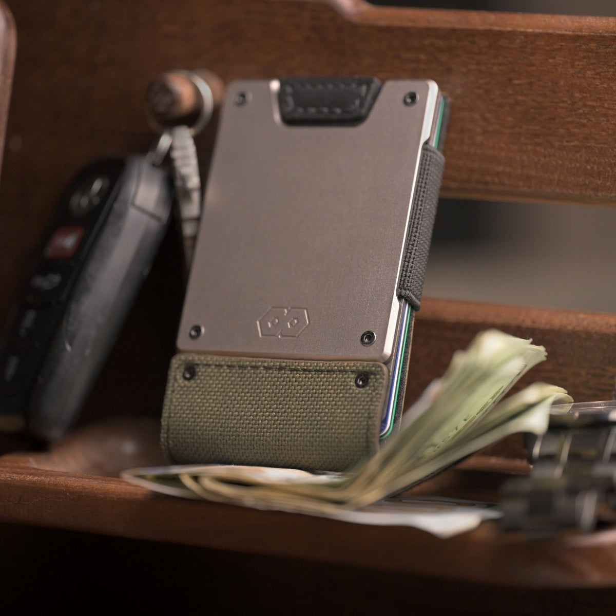 PROOF Wallet | The Operator | Olive Drab Ballistic Nylon & Matte Black Full Grain Leather