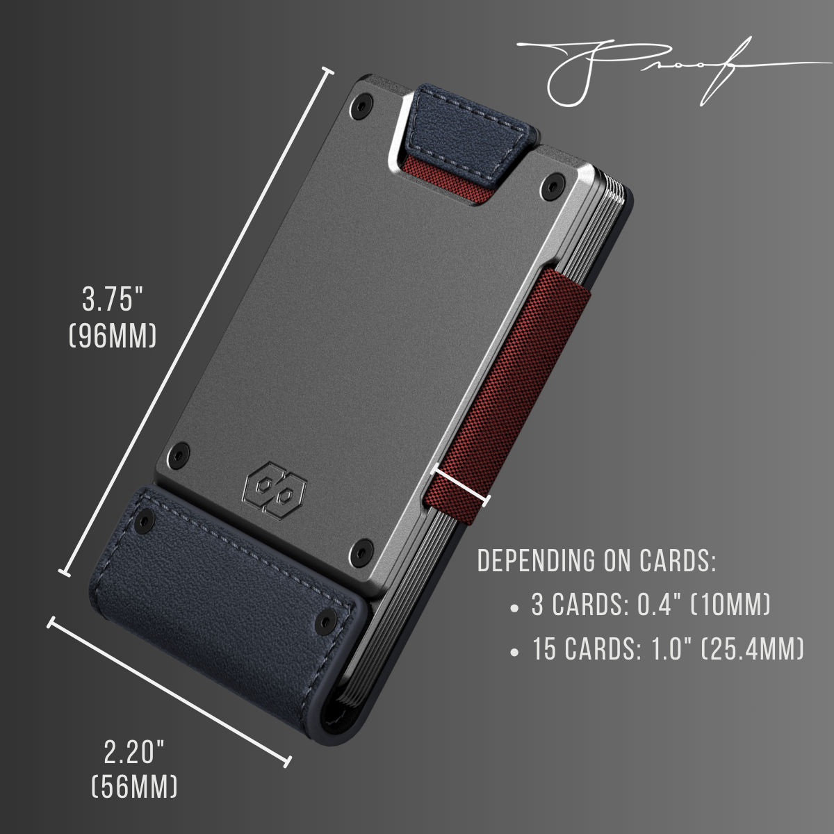 PROOF Wallet | The Patriot | Blue Full Grain Leather & Satin Gunmetal