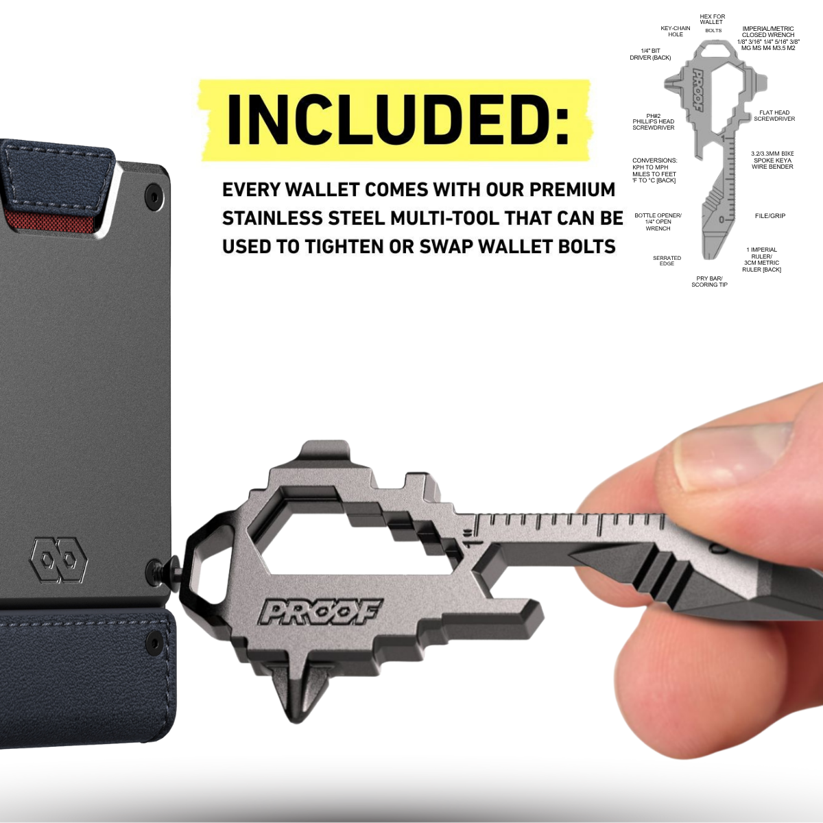 PROOF Wallet | The Patriot | Midnight Blue Full Grain Leather & Satin Gunmetal