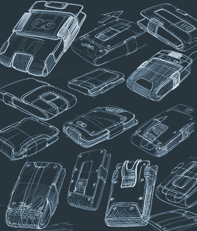 After product research and analysis, the PROOF team begins by putting pen to paper - generating countless ideas of how the wallet should look and function.