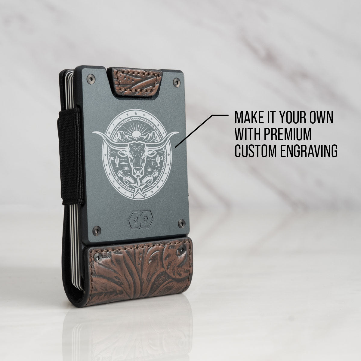 PROOF Wallet | The Rancher | Top Grain Embossed Leather | Dark Gunmetal