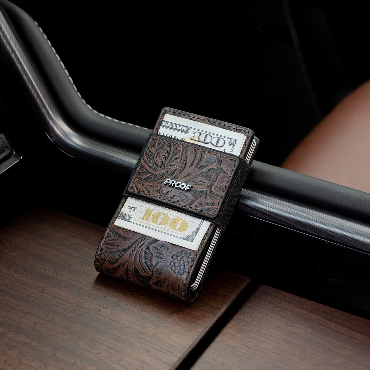 PROOF Wallet | The Rancher | Top Grain Embossed Leather | Dark Gunmetal
