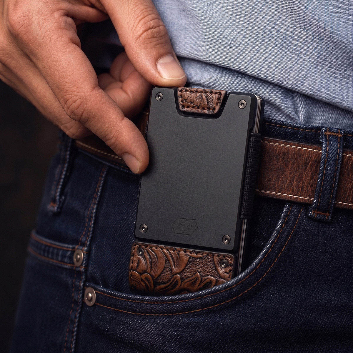 PROOF Wallet | The Rancher | Top Grain Embossed Leather | Dark Gunmetal