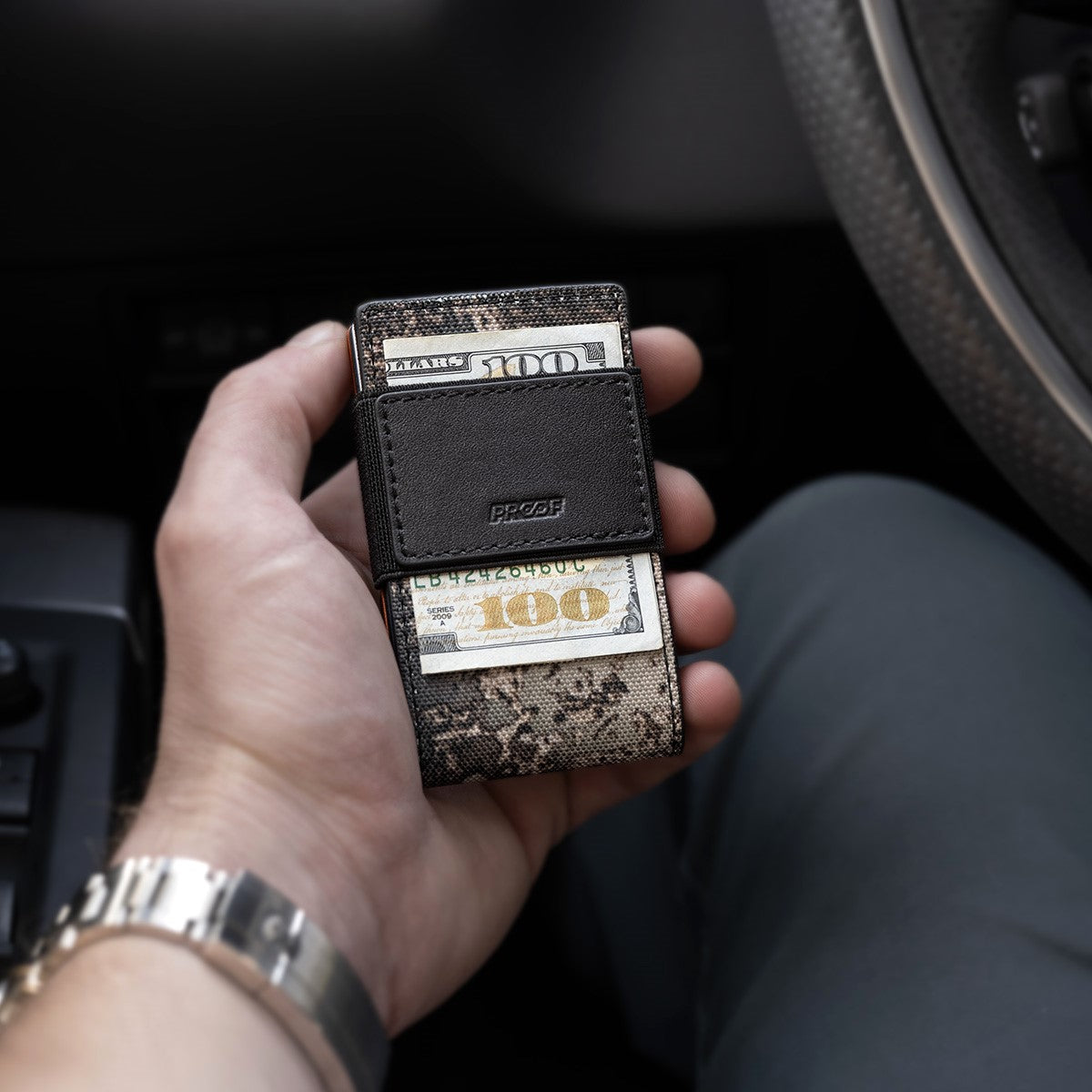 PROOF Wallet | The Survivor | Camo Ballistic Nylon & Matte Black Full Grain Leather