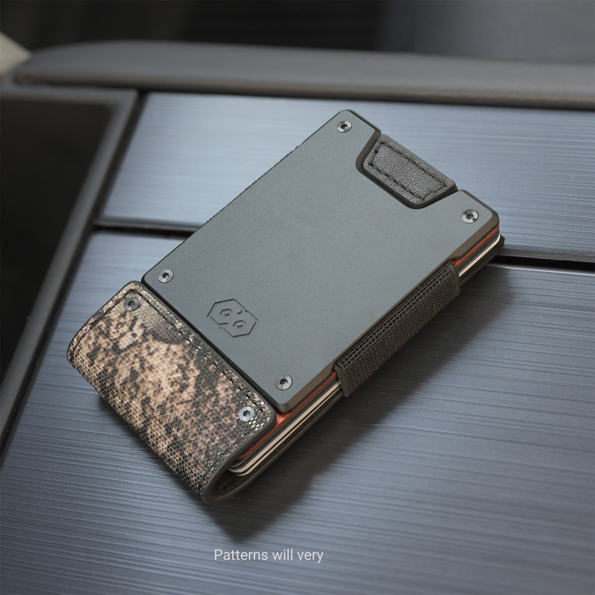 PROOF Wallet | The Survivor | Camo Ballistic Nylon & Black Full Grain Leather with Dark Gunmetal