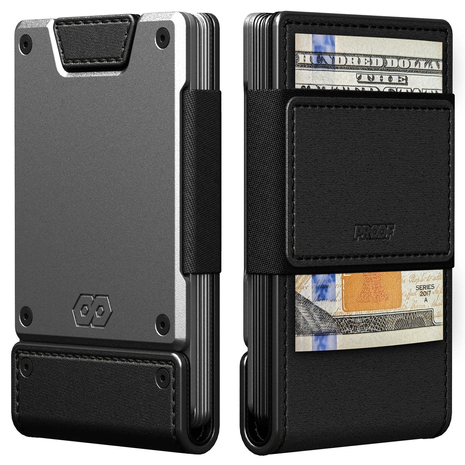 PROOF Wallet | The Apex | Matte Black Full Grain Leather & Satin Gunmetal
