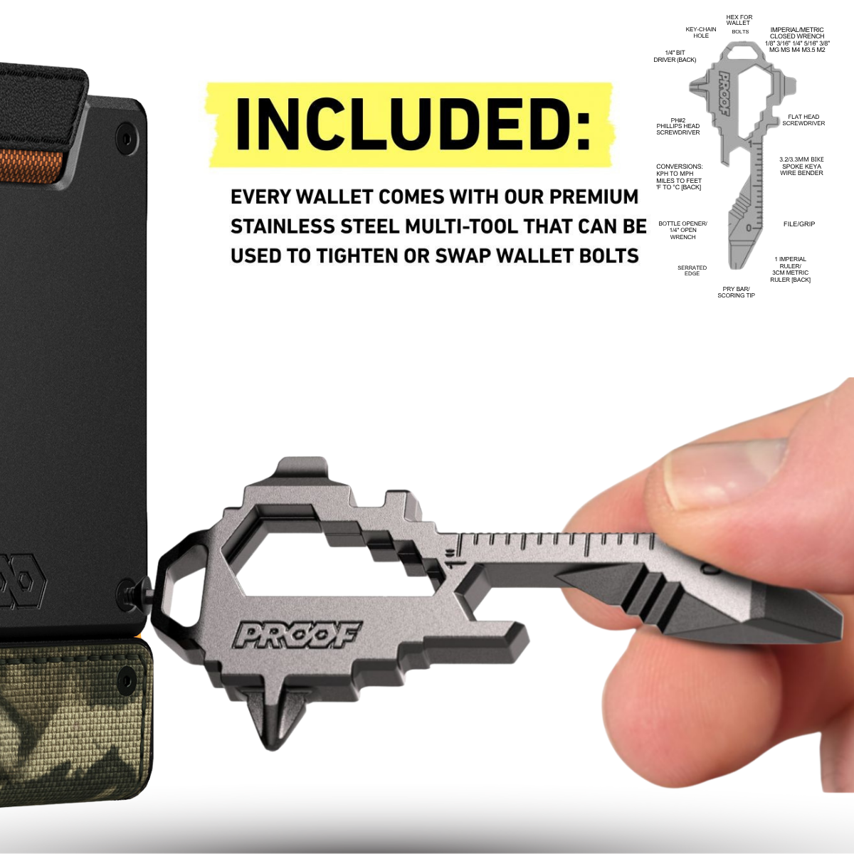 PROOF Wallet | The Survivor | Camo Ballistic Nylon & Matte Black Full Grain Leather