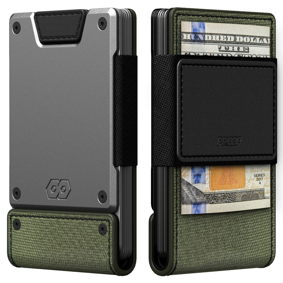 PROOF Wallet | The Operator | Olive Drab Ballistic Nylon & Matte Black Full Grain Leather