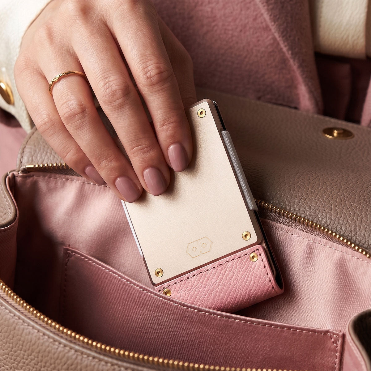 PROOF Wallet | The Antoinette | Top Grain Rose Pink Leather & Blush Gold