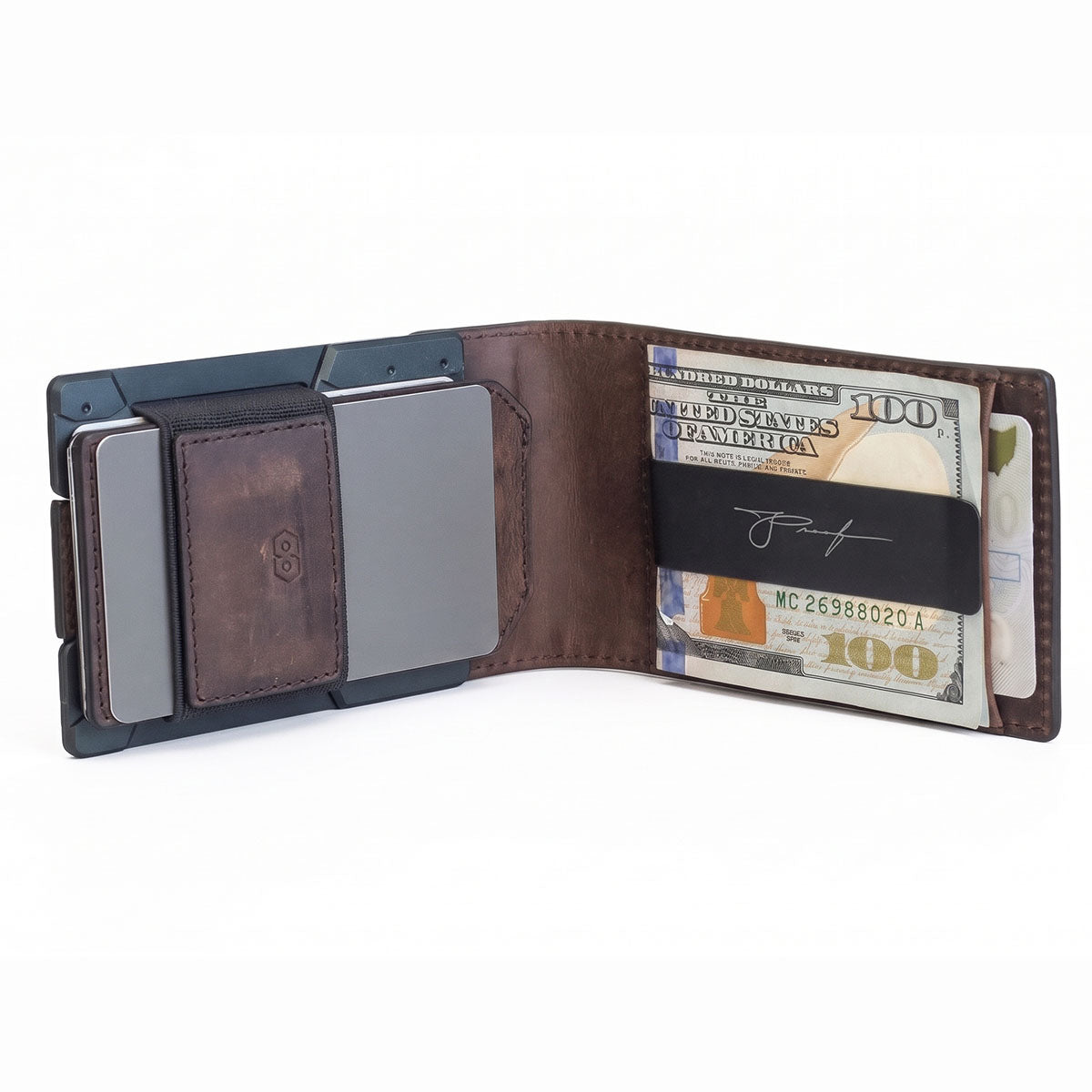 PROOF Bifold Wallet | The Founder | Top Grain Bomber Leather & Dark Gunmetal