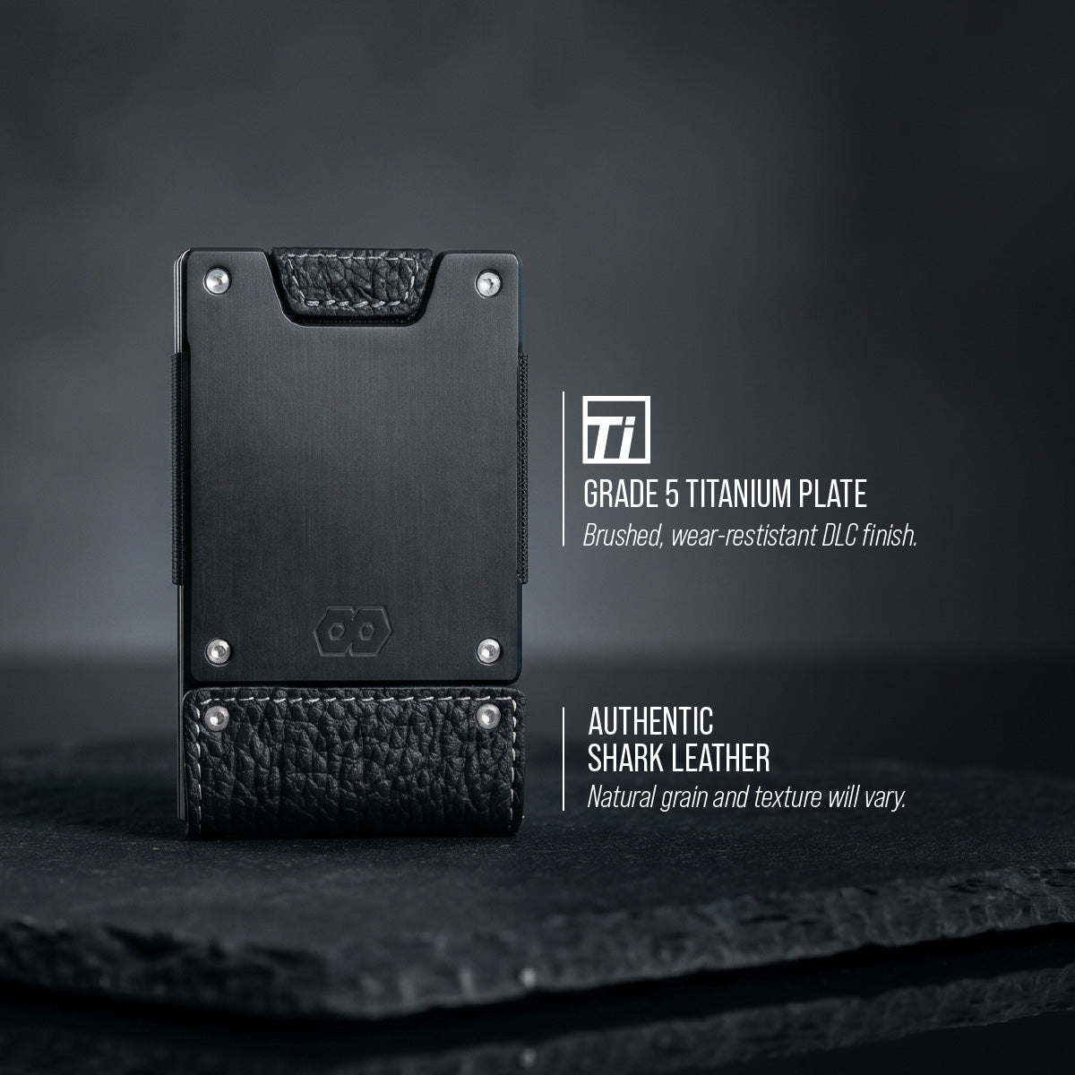PROOF Wallet | The Blackwater | Shark Leather | Titanium Plate