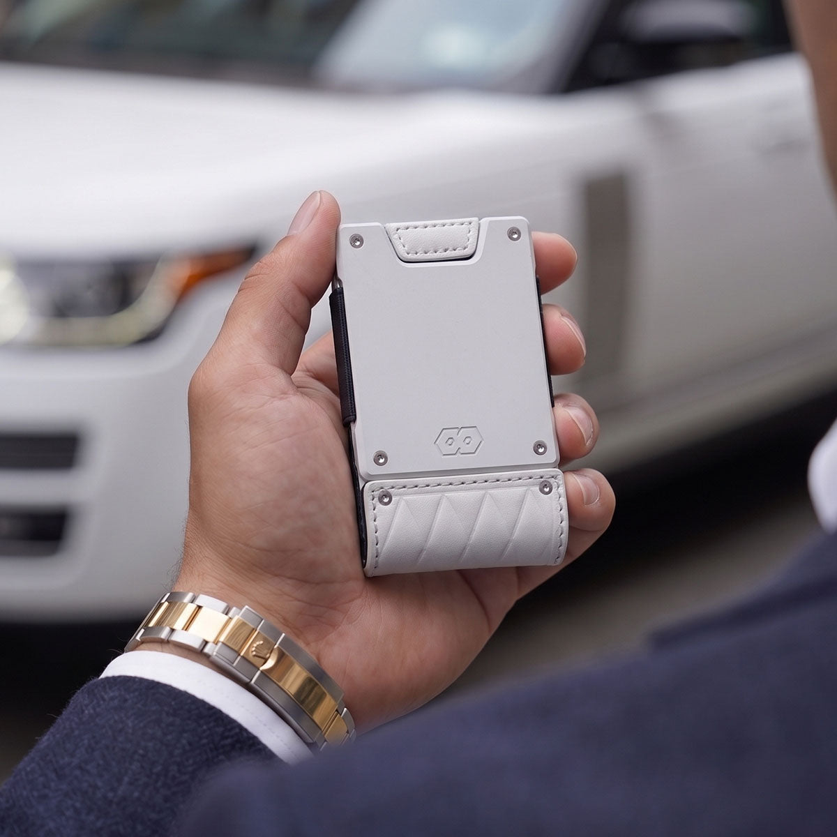 PROOF Wallet | The Blanc | Full Grain Alpine Leather | Polar White Plate
