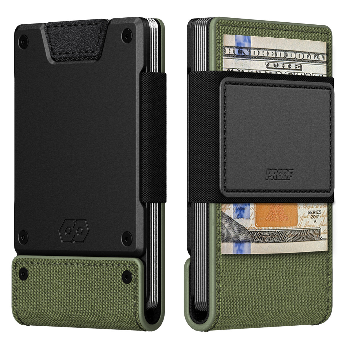 PROOF Wallet | The Sentinel | Olive Drab Ballistic Nylon & Matte Black Full Grain Leather