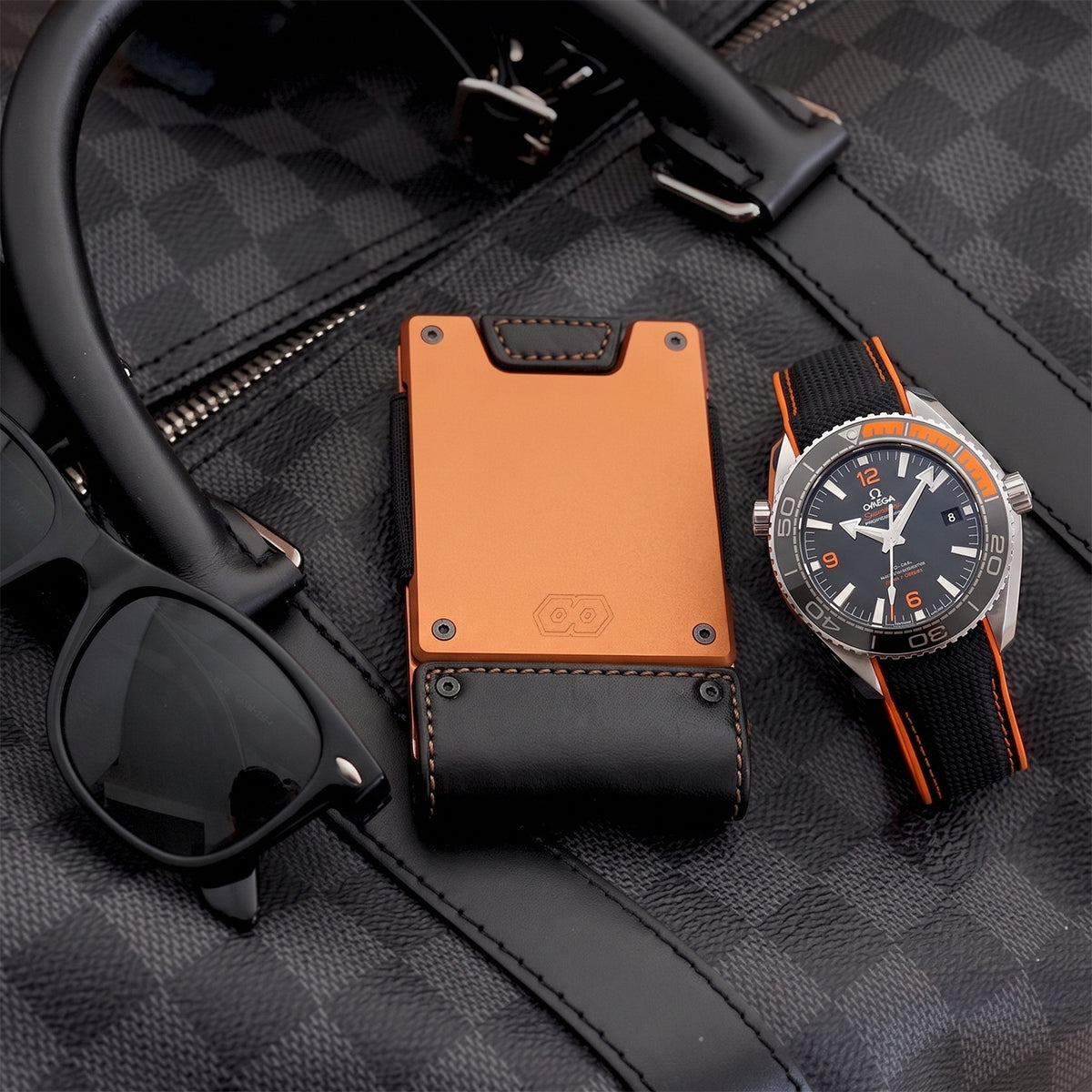 PROOF Wallet | The Ember | Full Grain Matte Black Leather & Solar Orange Plate
