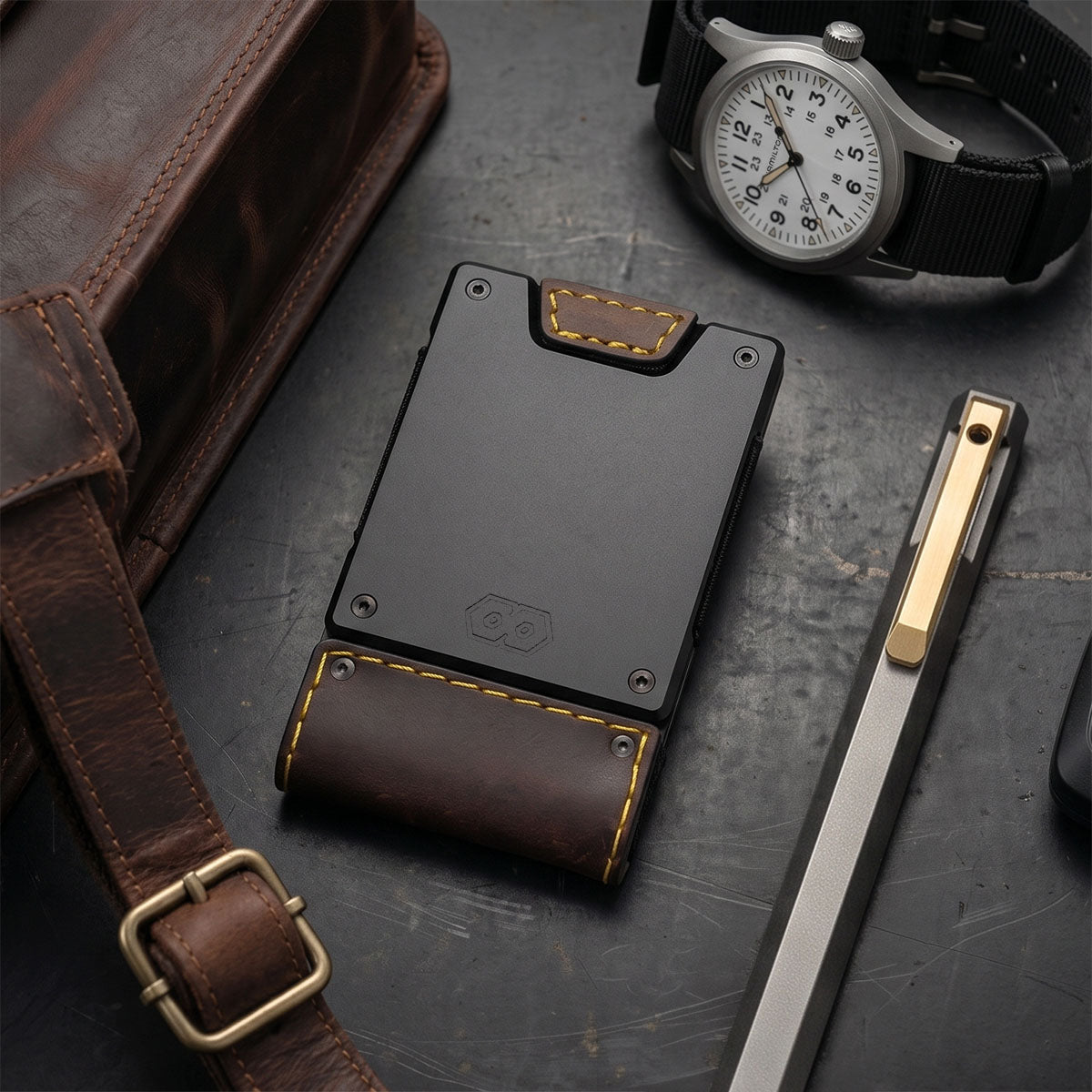 PROOF Wallet | The Foreman | Top Grain Bomber Leather & Dark Gunmetal