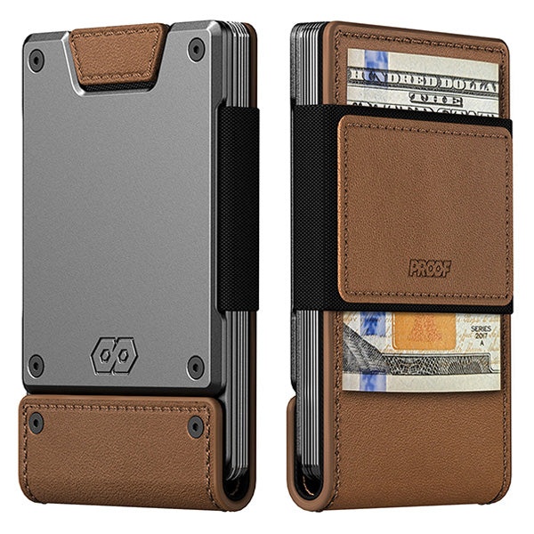 PROOF Wallet | The Legacy | Burnished Oak Full Grain Leather & Satin Gunmetal