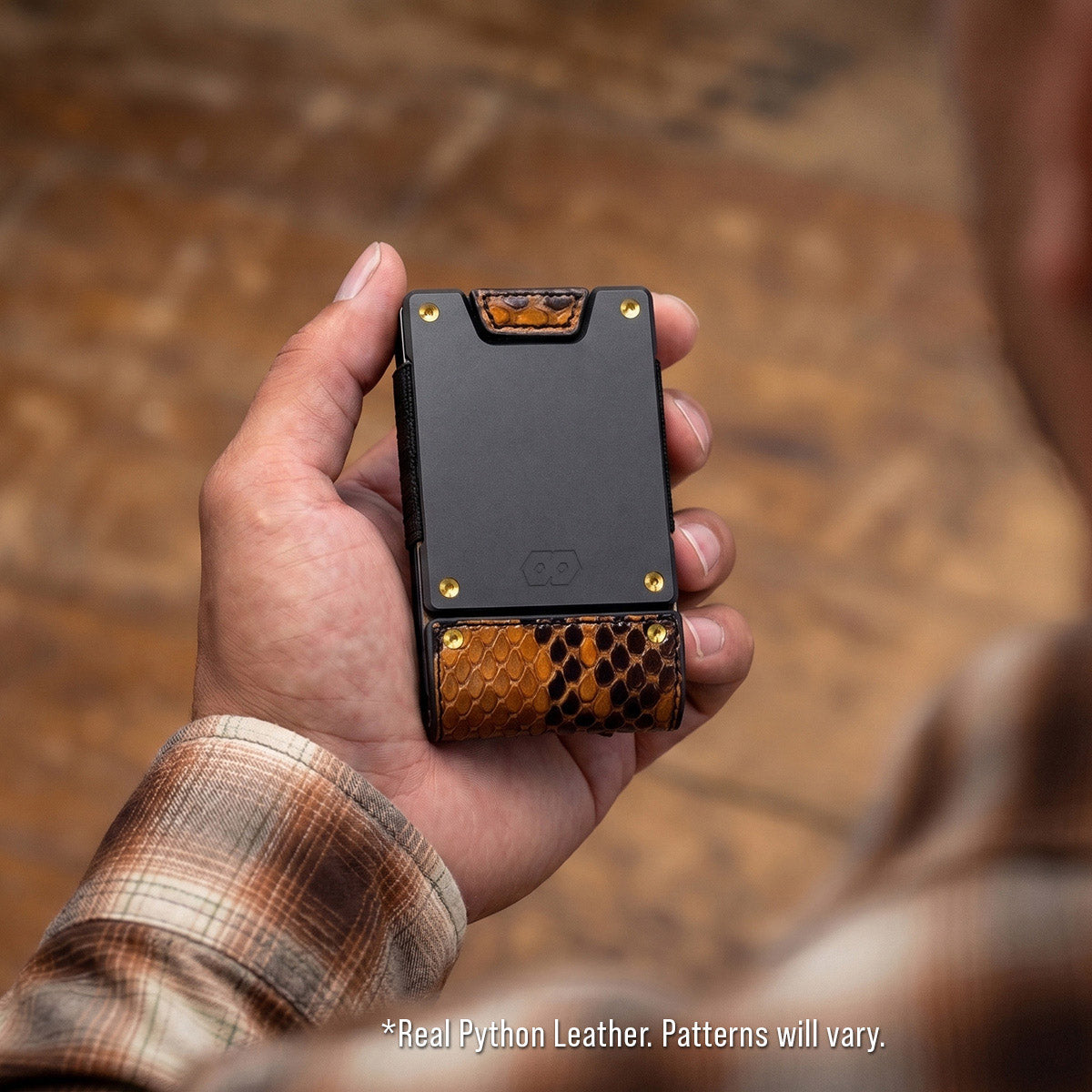 PROOF Wallet | The Monarch | Burmese Python Leather | Dark Gunmetal
