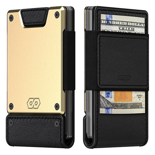 PROOF Wallet | The Obsidian | Black Full Grain Leather & Brushed Brass