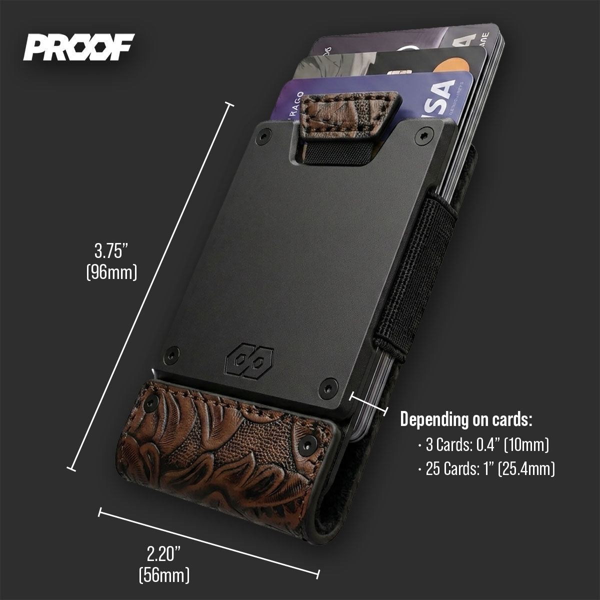 PROOF Wallet | The Rancher | Top Grain Embossed Leather | Dark Gunmetal