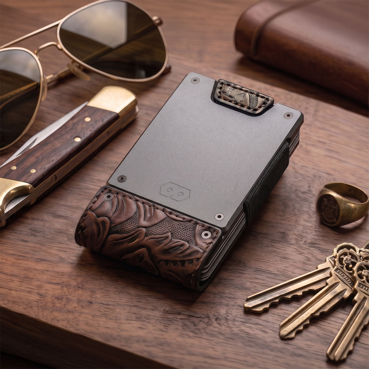 PROOF Wallet | The Rancher | Top Grain Embossed Leather | Dark Gunmetal