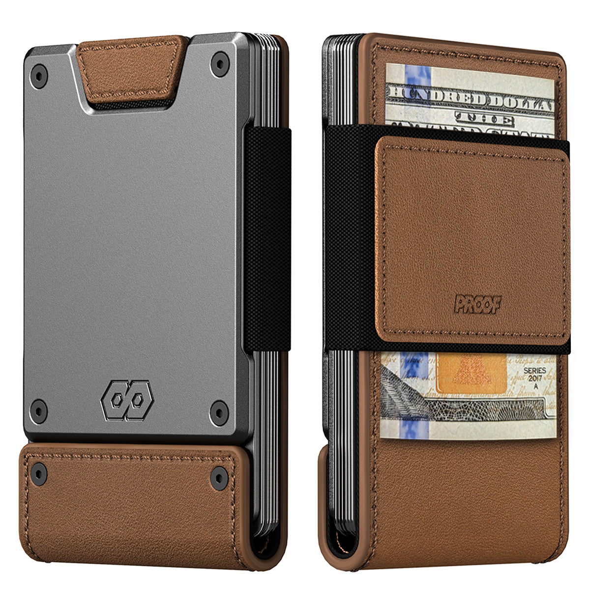PROOF Wallet | The Legacy | Burnished Oak Full Grain Leather & Satin Gunmetal