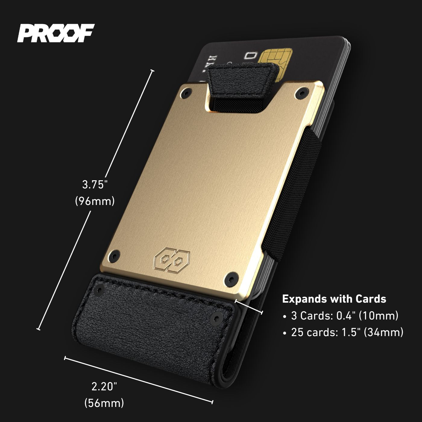 PROOF Wallet | The Obsidian | Full Grain Black Leather & Brushed Brass