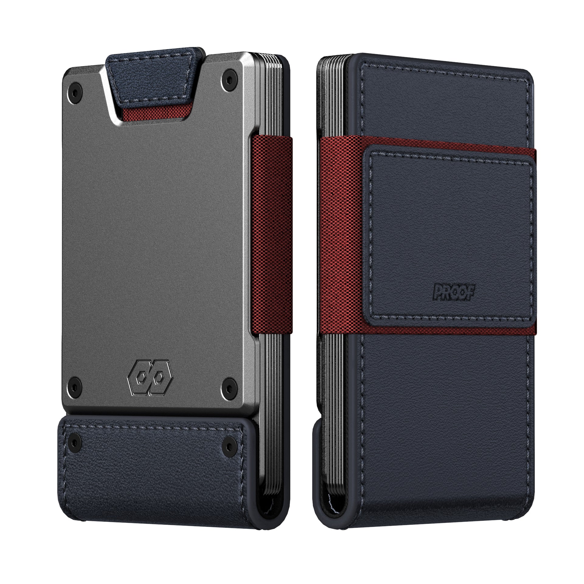 PROOF Wallet | The Patriot | Blue Full Grain Leather & Satin Gunmetal